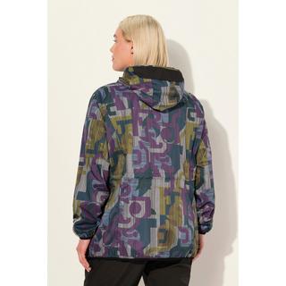 Ulla Popken Leichte Regenjacke mit geometrischem Druck wasserdicht 2-Wege-Zipper  