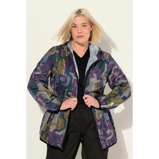 Ulla Popken Leichte Regenjacke mit geometrischem Druck wasserdicht 2-Wege-Zipper  