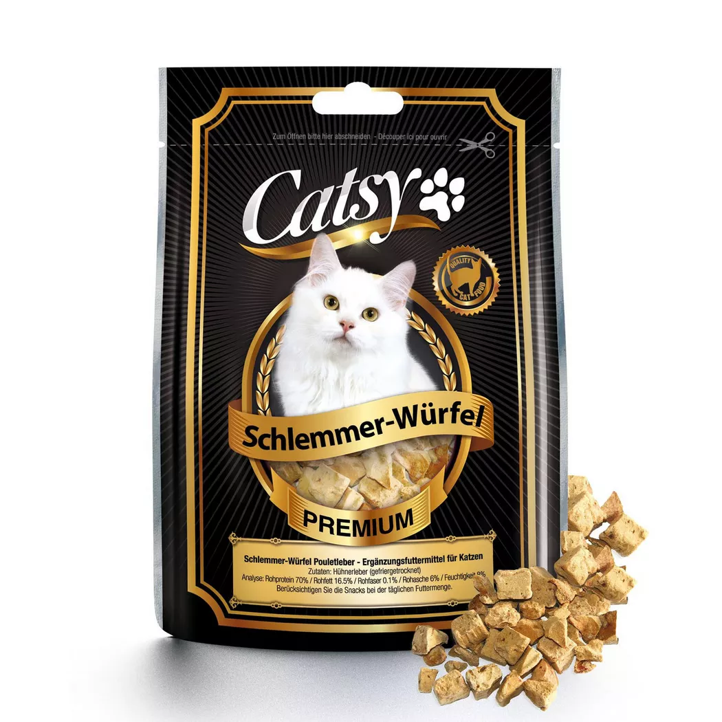 CATSY - Katzensnack Schlemmer-Würfel Pouletleber Multipack, 250g