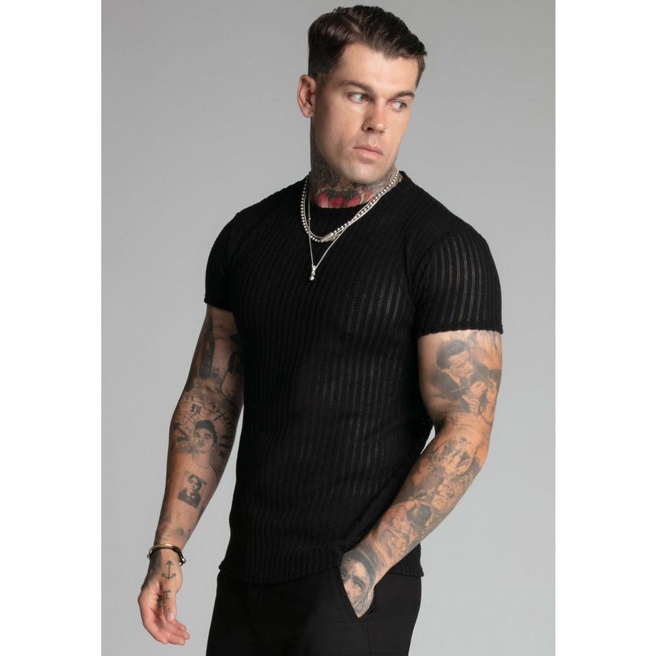 Sik Silk Textured Muscle Fit T-Shirt  