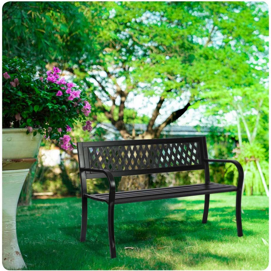 B2X Gartenbank mit Rückenlehne 125 x 77 x 49 cm – Sofotel Clover  