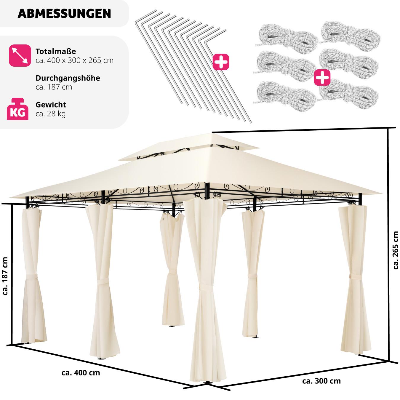 Tectake Gartenpavillon Doppeldachsystem  