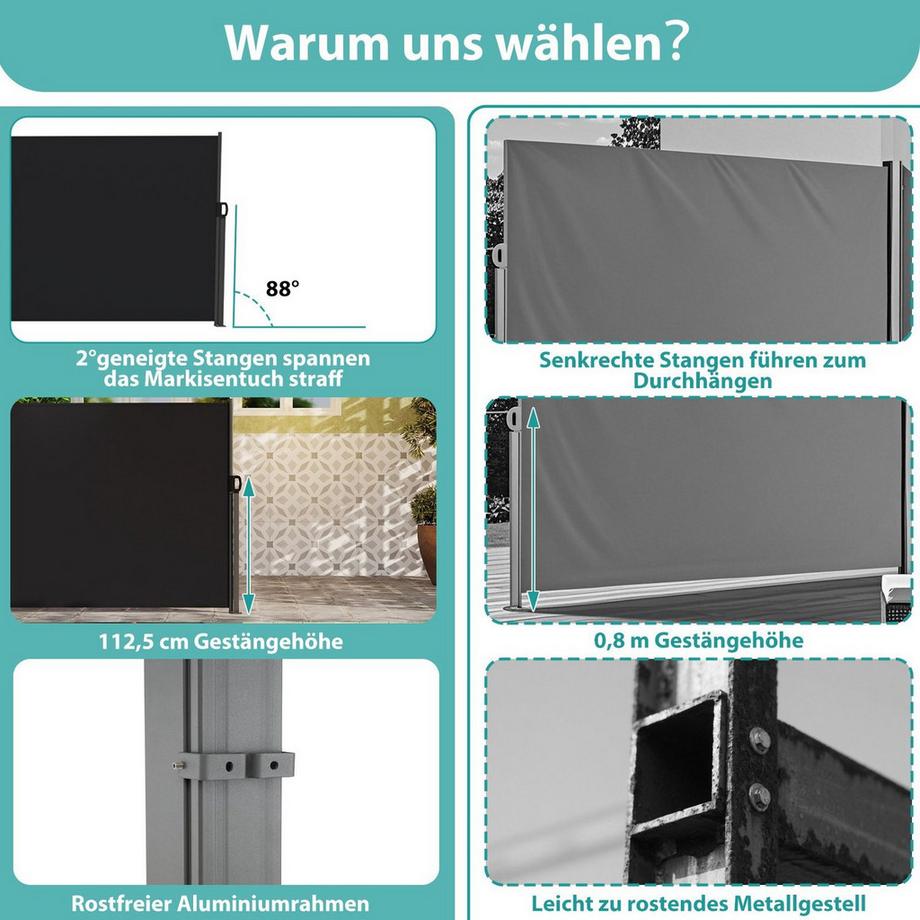 Northix Einziehbarer Sichtschutz für den Garten  