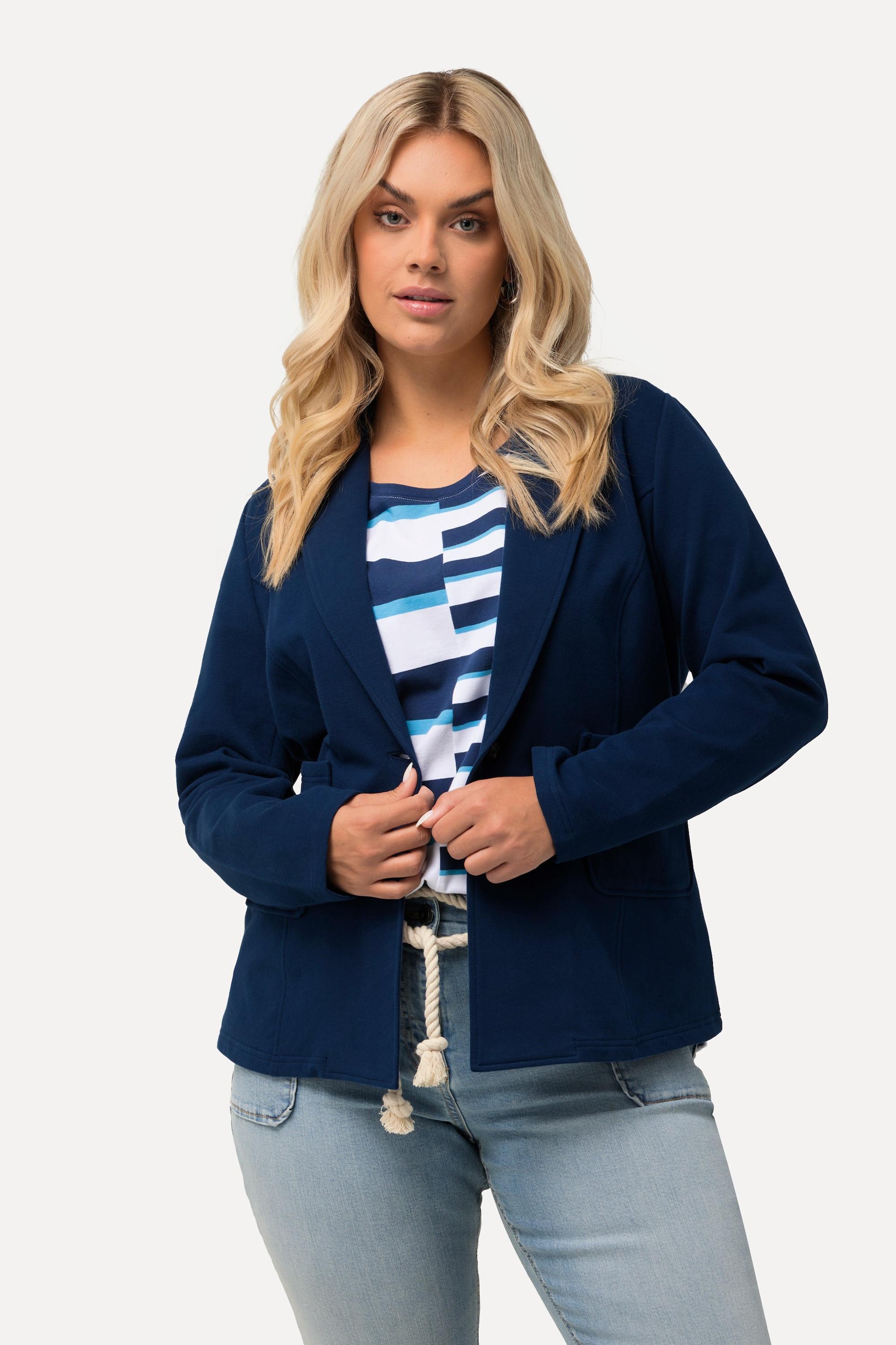 Ulla Popken  Sweat-Blazer, Stretchkomfort, Reverskragen 