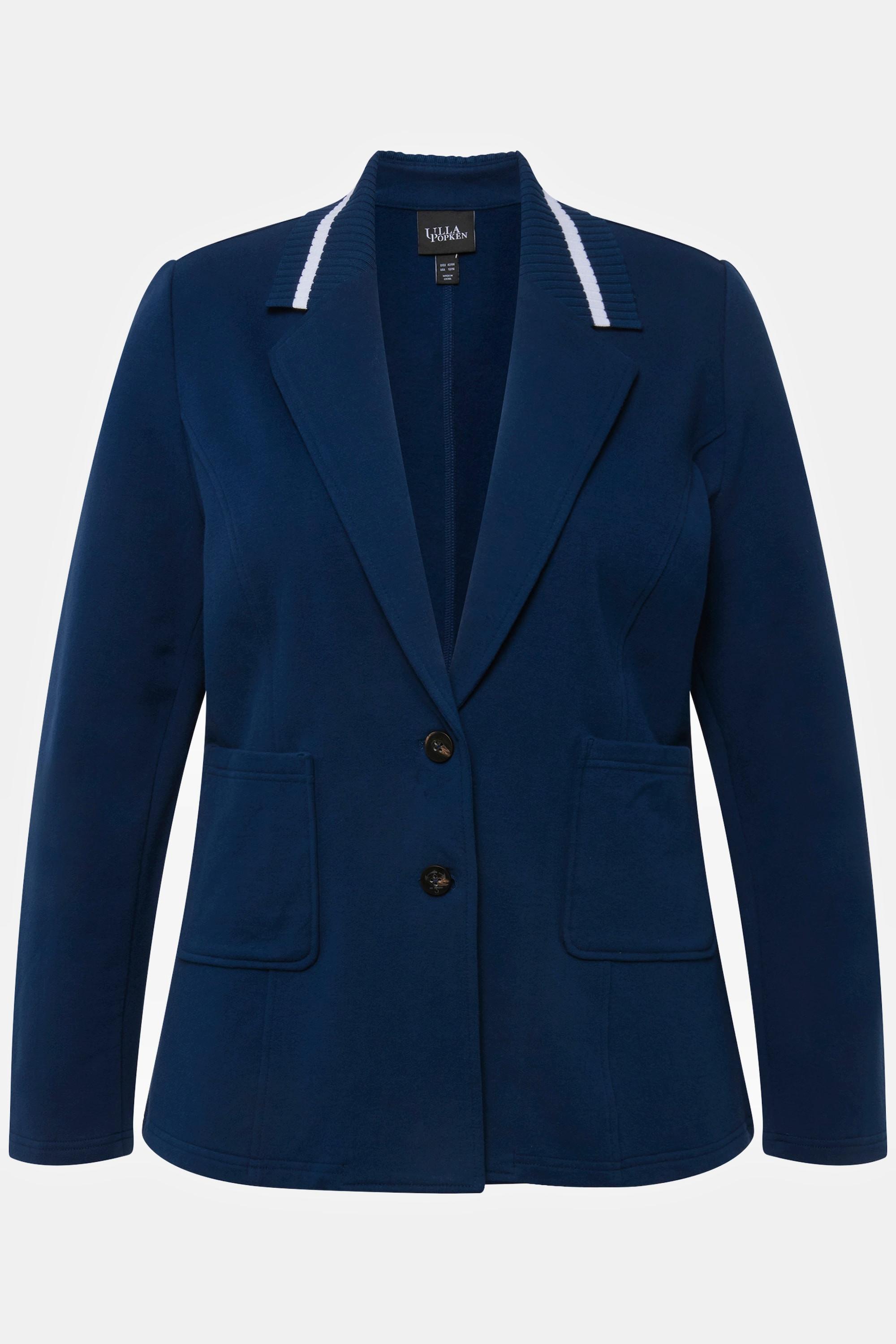 Ulla Popken  Blazer di felpa in comodo tessuto elasticizzato con revers 