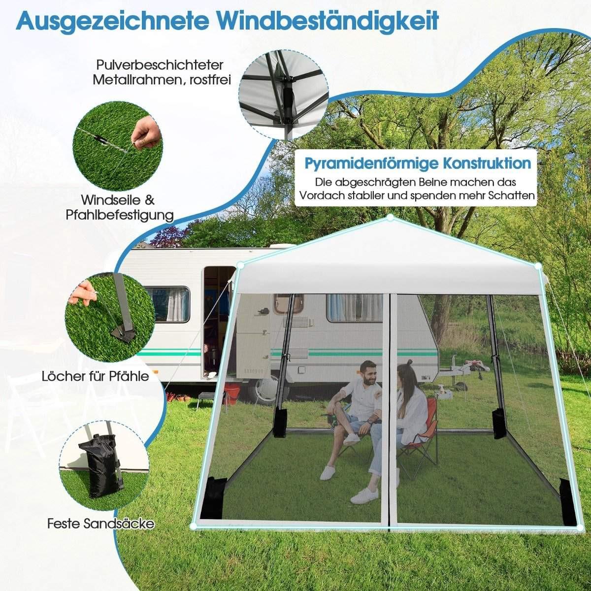 Northix 3 m x 3 m Großes Überdachungszelt Partyzelt mit Schrägen Beinen Weiß  