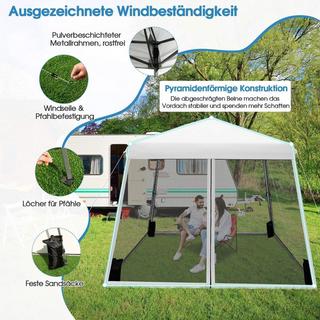 Northix 3 m x 3 m Großes Überdachungszelt Partyzelt mit Schrägen Beinen Weiß  