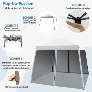 Northix 3 m x 3 m Großes Überdachungszelt Partyzelt mit Schrägen Beinen Weiß  
