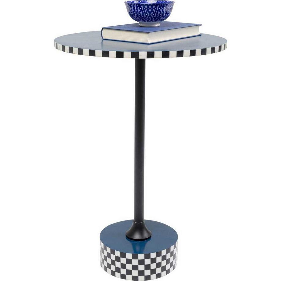 KARE Design Table d'appoint Domero Race bleu rond 40  