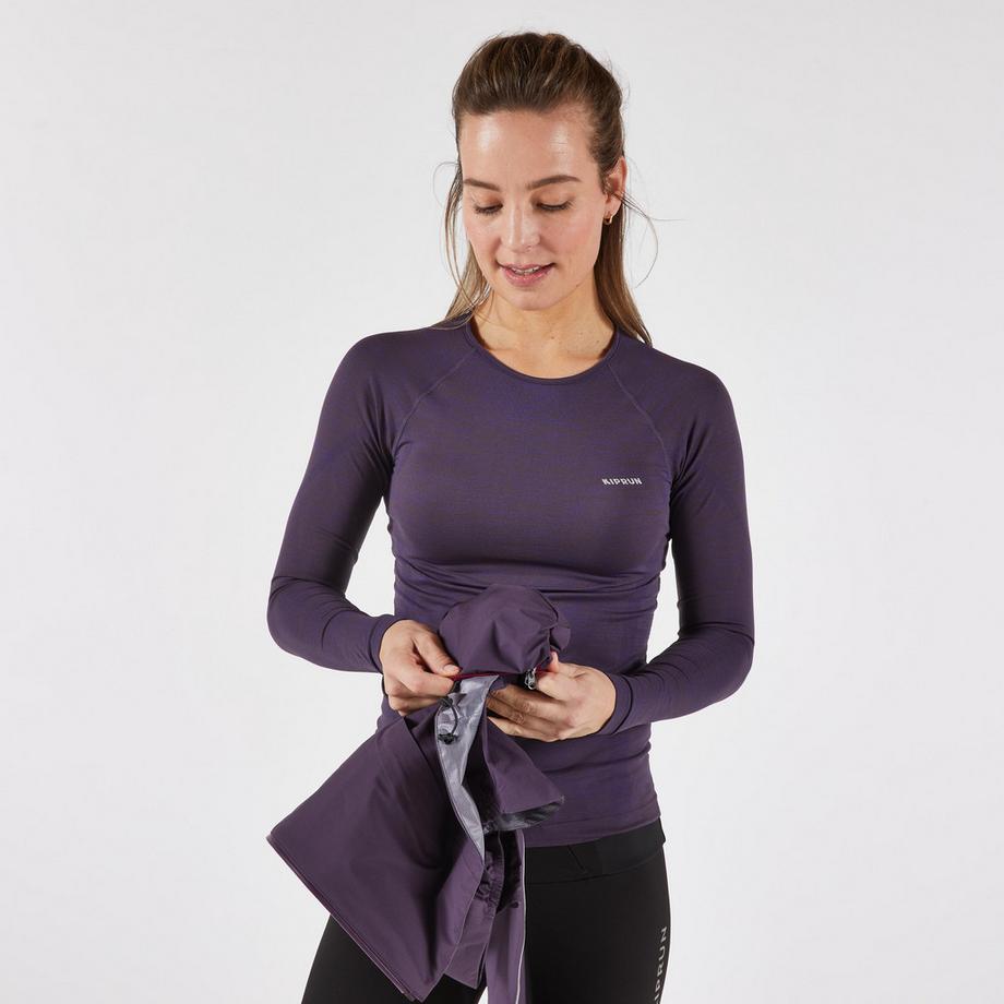 KIPRUN  Veste running trail imperméable et respirante Femme, KIPRUN Run 500 aubergine 