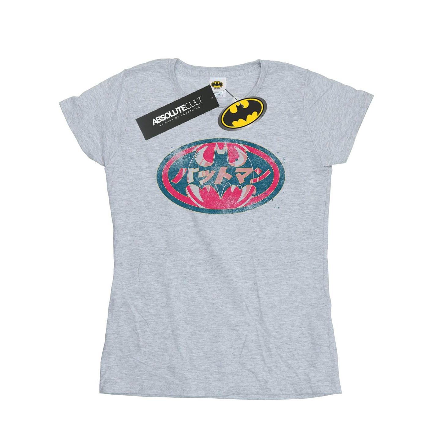 Image of Batman Japanese Logo Red Tshirt Damen Grau M