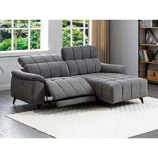 Vente-unique Eckrelaxsofa elektrisch - Ecke rechts - Strukturstoff - Grau - CELTIMO  