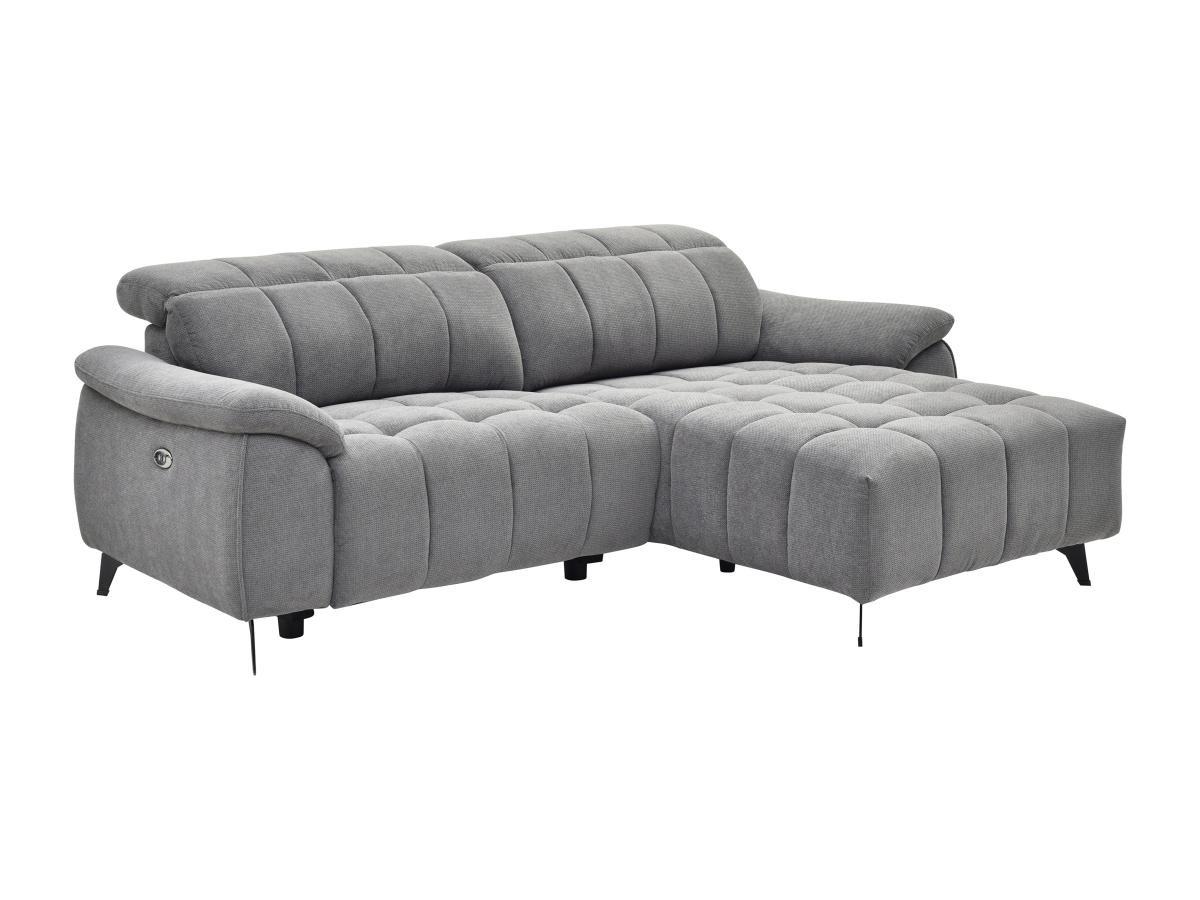 Vente-unique Eckrelaxsofa elektrisch - Ecke rechts - Strukturstoff - Grau - CELTIMO  