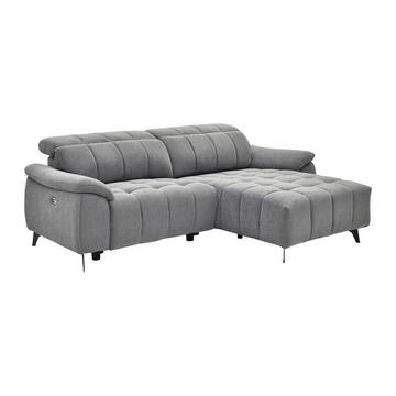 Eckrelaxsofa elektrisch - Ecke rechts - Strukturstoff - Grau - CELTIMO