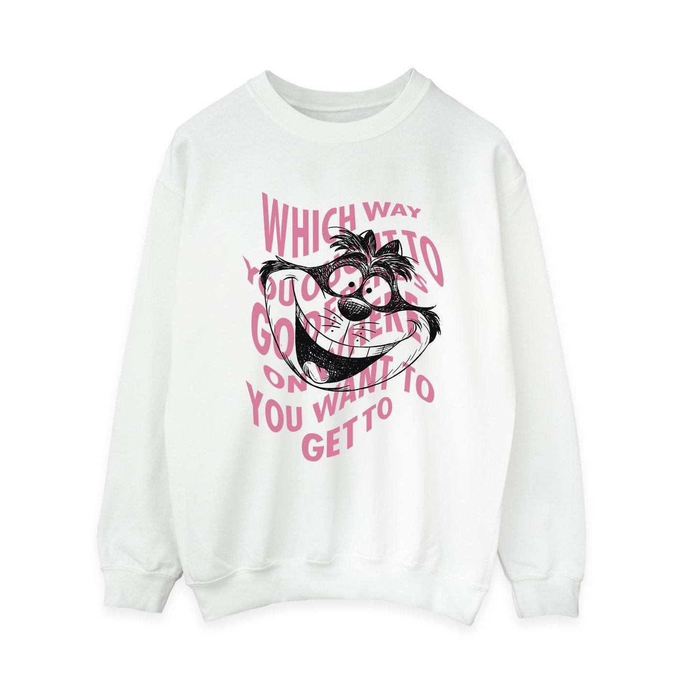 Image of Alice In Wonderland Chesire Cat Sweatshirt Damen Weiss XL