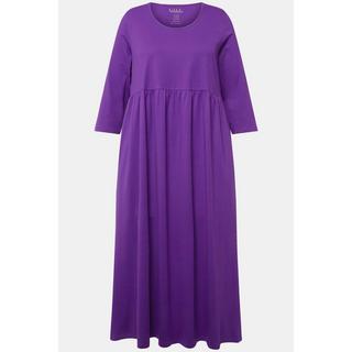 Ulla Popken  Robe maxi en jersey, avec poches. Coupe trapèze évasée. Décolleté rond et manches 3/4. 