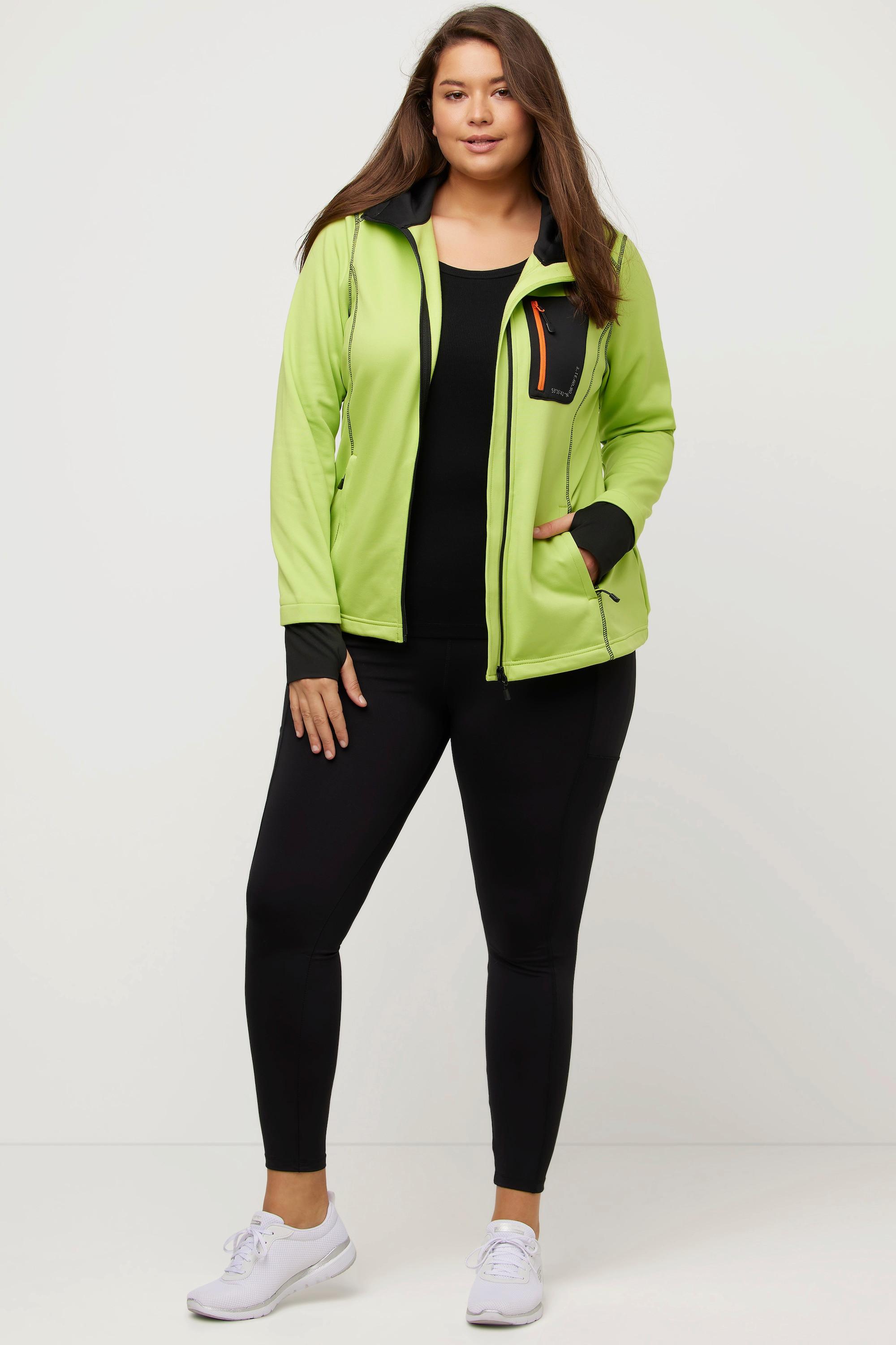 Ulla Popken  HYPRAR Sweatjacke, Reflektordruck, Kapuze, Daumenloch 