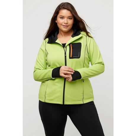 Ulla Popken  HYPRAR Sweatjacke, Reflektordruck, Kapuze, Daumenloch 