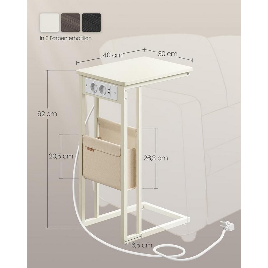Songmics Table d'appoint avec station de recharge  