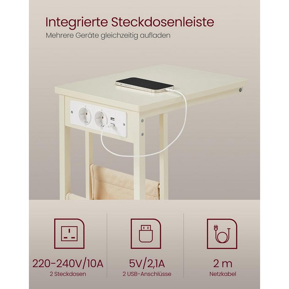 Songmics Table d'appoint avec station de recharge  
