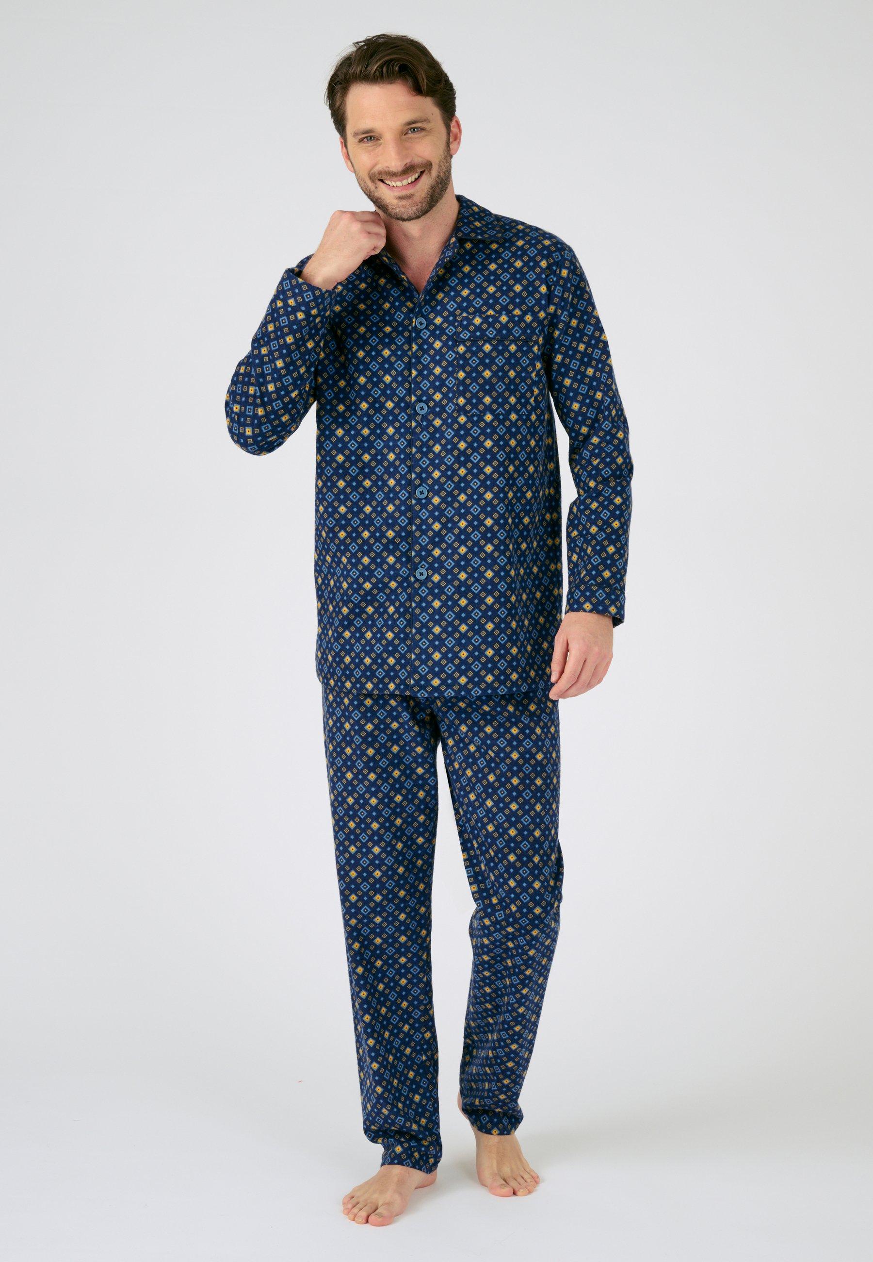Image of Flanell-pyjama Aus Reiner Gekämmter Baumwolle. Unisex Blau XL
