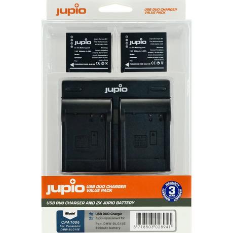 Jupio  Dual Ladegerät Set für Panasonic DMW-BLG10 + Akkus 