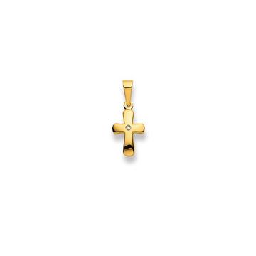 Pendentif croix or jaune 750 diamant 0.01.00ct. 20x9mm