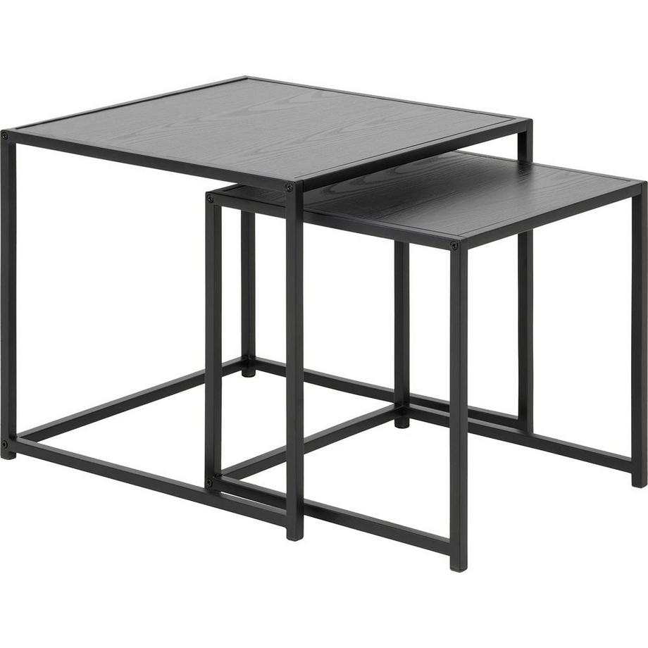 mutoni Set de table d'appoint Multiple Bronx mélamine frêne noir 50x50x45cm  