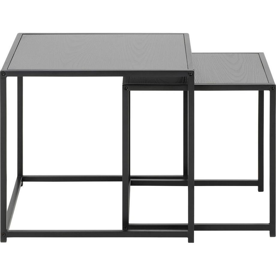 mutoni Set de table d'appoint Multiple Bronx mélamine frêne noir 50x50x45cm  
