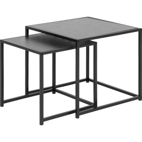 mutoni Set de table d&#039;appoint Multiple Bronx mélamine frêne noir 50x50x45cm  