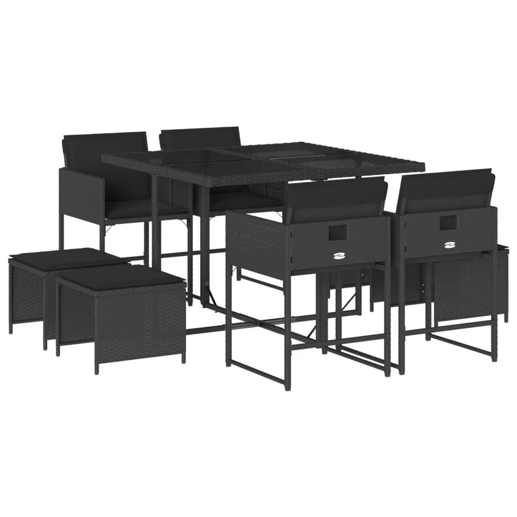 VidaXL - Garten essgruppe poly-rattan, One Size, Schwarz