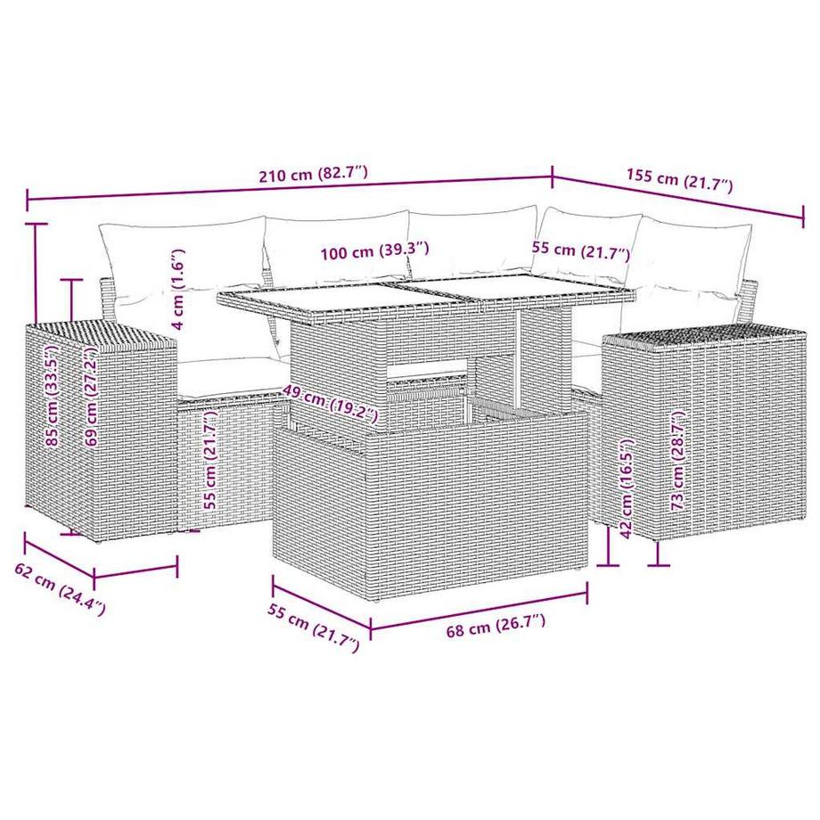 VidaXL Garten sofagarnitur poly-rattan  