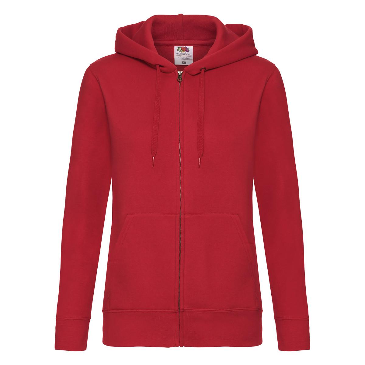 Image of Premium Hoodie Mit Durchgehendem Reißverschluss Damen Rot Bunt 42