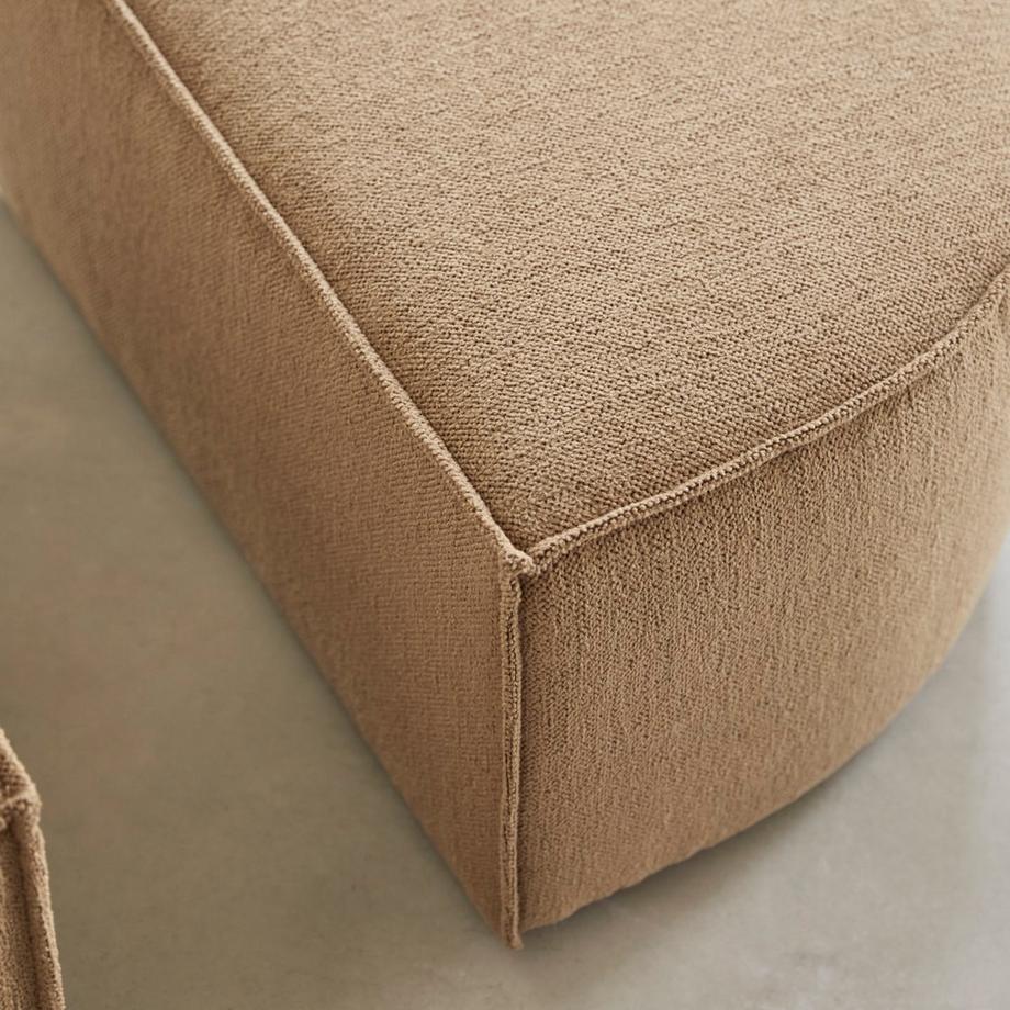 Tikamoon Fußhocker mit camelfarbenem Stoffbezug Dario  