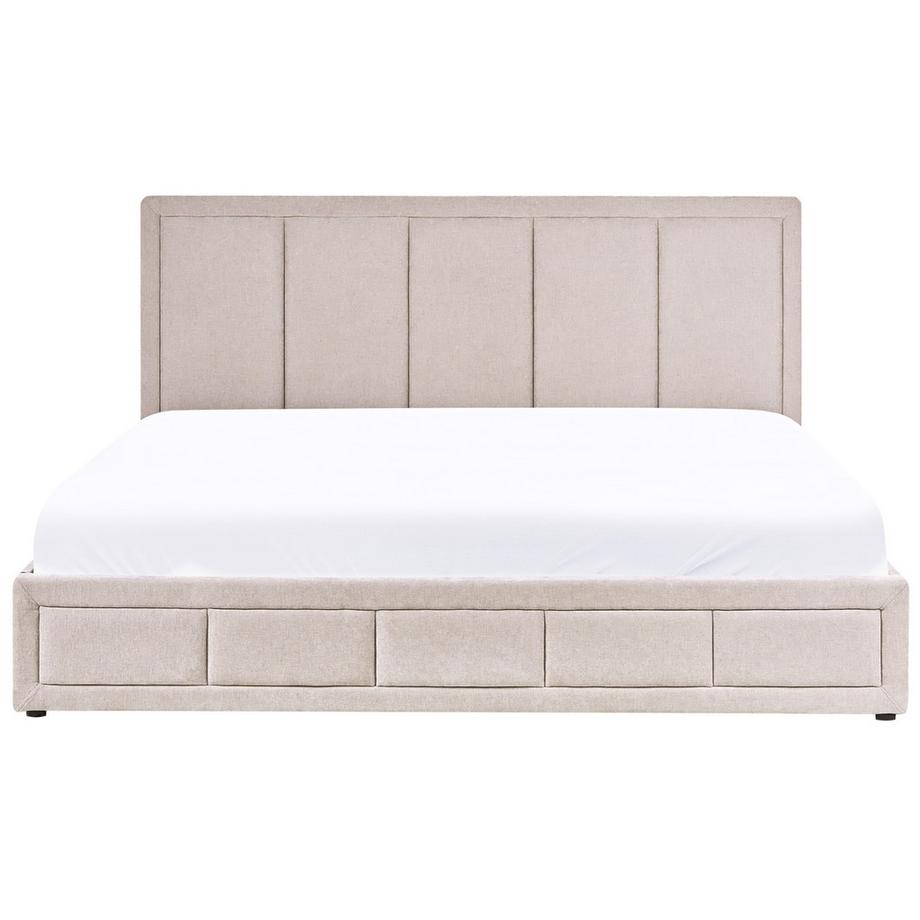 Beliani Lit ottoman en Tissu chenille Minimaliste QUIBERON  