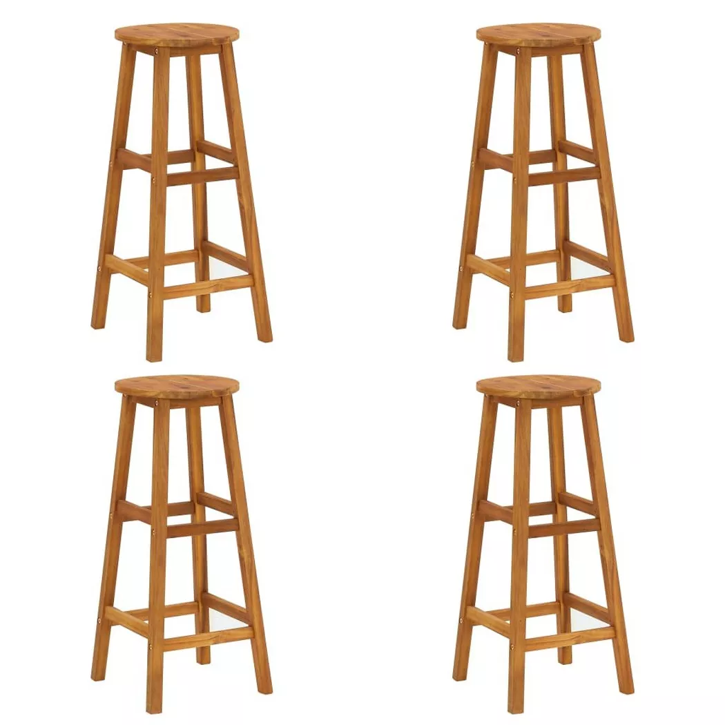 Tabourets de bar lot de 4 bois d acacia solide