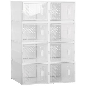 Armoire À Chaussures Étagère Enfichable Diy Avec 8 Compartiments, Étagère À Chaussures Rectangulaire, Plastique, Transparent, 25X35X19Cm