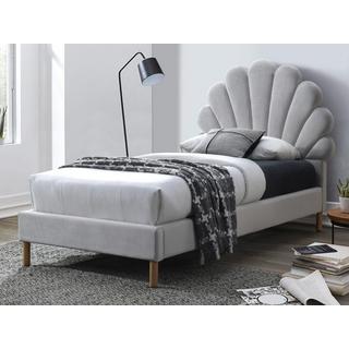 Vente-unique Lit coquillage 90 x 190 cm - Velours - Gris clair + Matelas - MOANA  