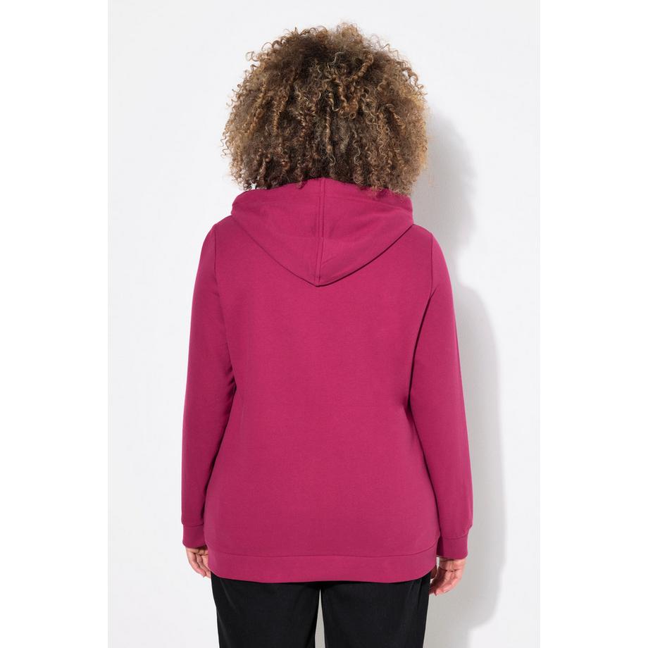 Ulla Popken Hoodie Pailletten-Schriftzug Langarm Kapuze  