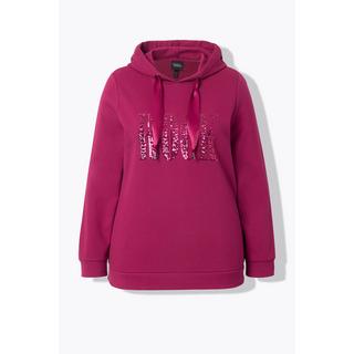 Ulla Popken  Hoodie, Pailletten-Schriftzug, Langarm, Kapuze 