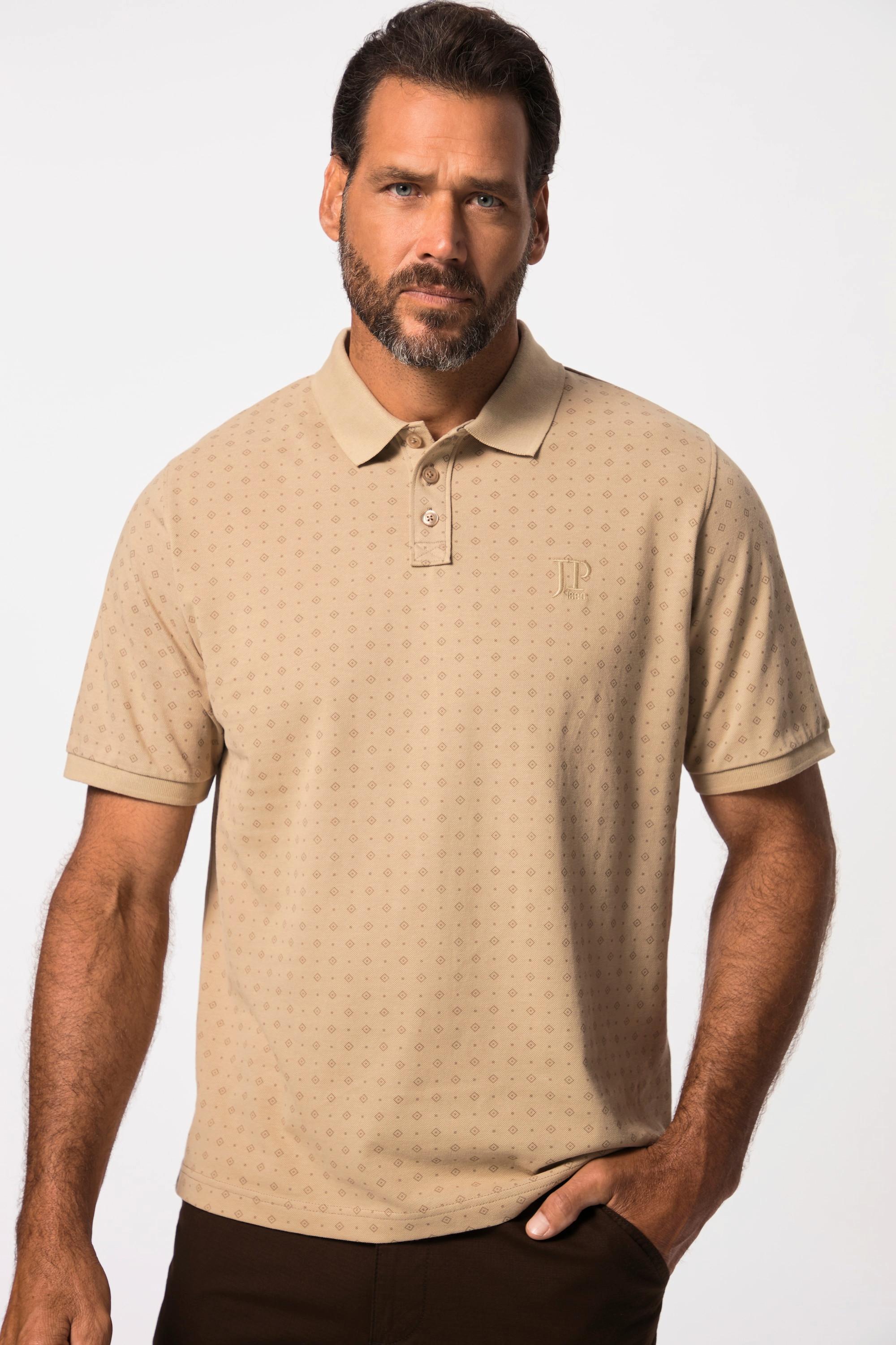 JP1880  Maglia polo con stampa allover, collo polo e mezze maniche, fino alla tg. 8XL 