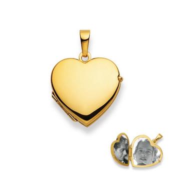 Pendentif médaillon coeur or jaune 750, 23x17mm