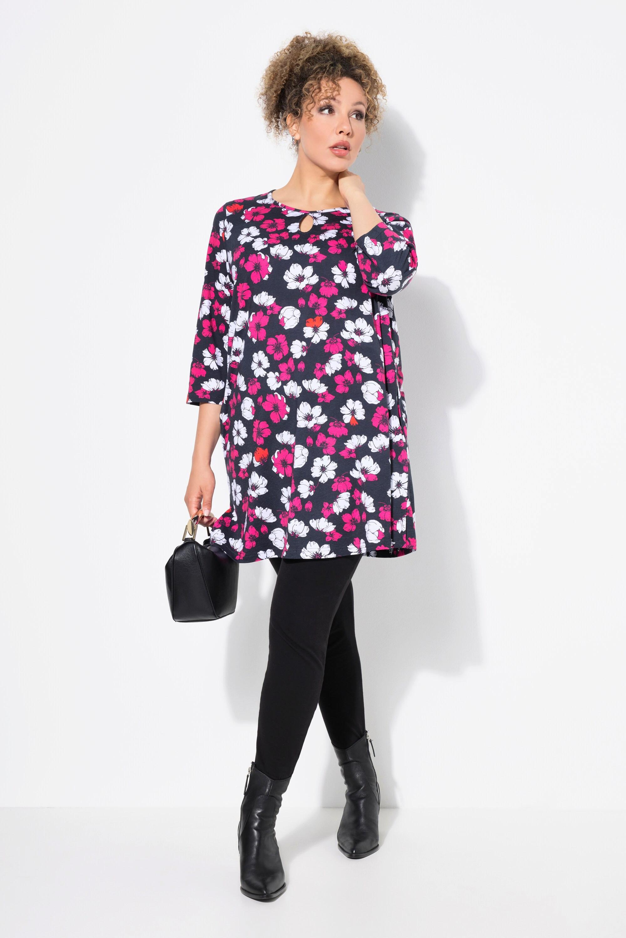 Ulla Popken Keyhole A-Linie Rundhals 3/4 Arm Longshirt  