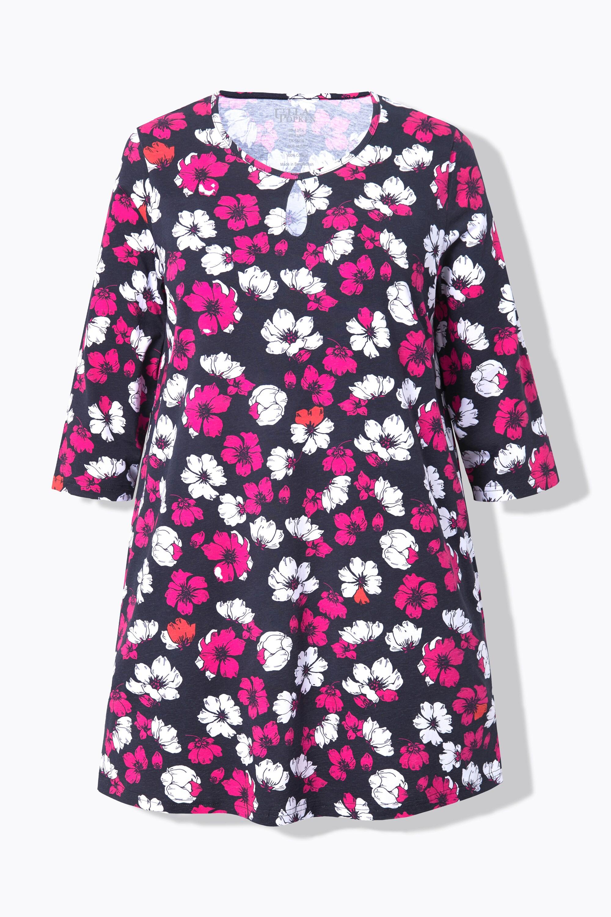 Ulla Popken Keyhole A-Linie Rundhals 3/4 Arm Longshirt  