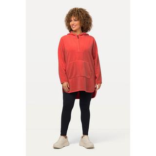 Ulla Popken  Long sweat-shirt à capuche, en polaire bouclée. Fermeture à glissière et manches longues. 