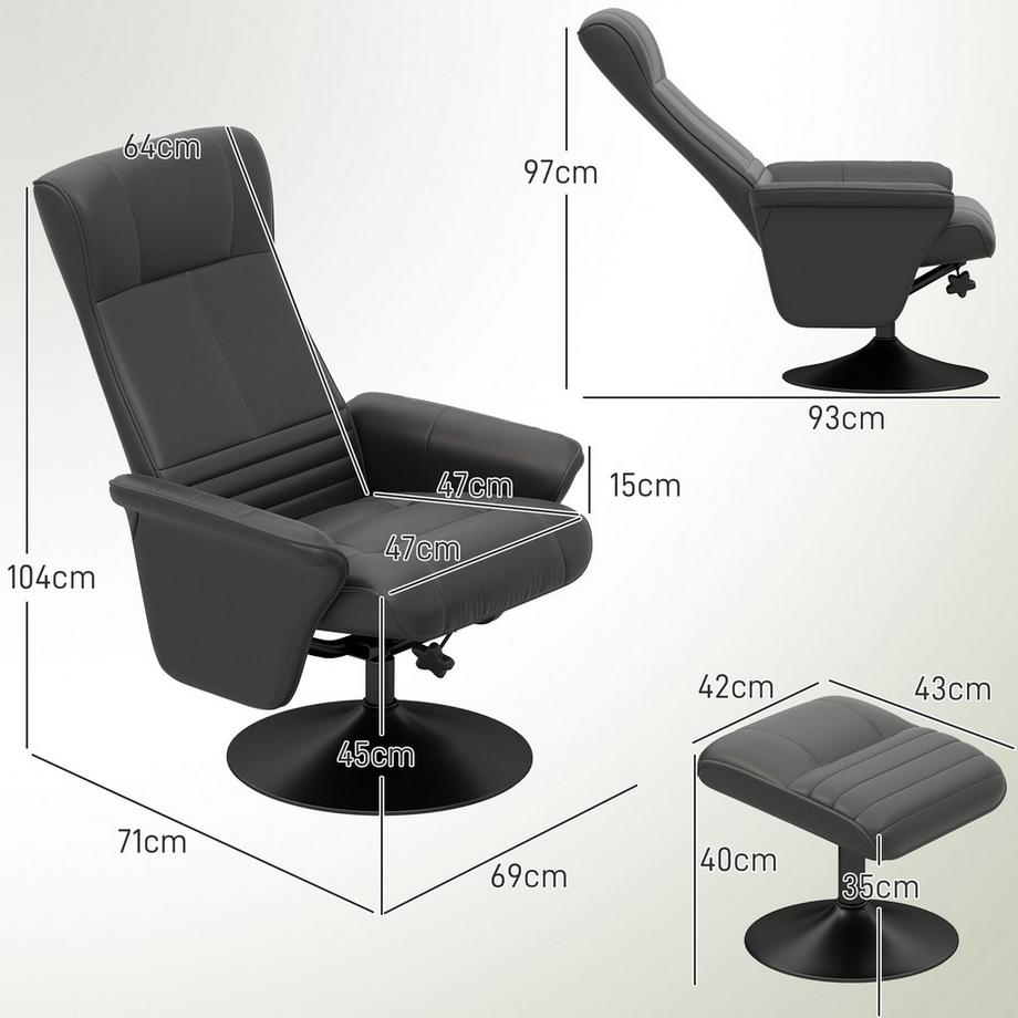 HOMCOM Fauteuil de relaxation avec repose-pieds  