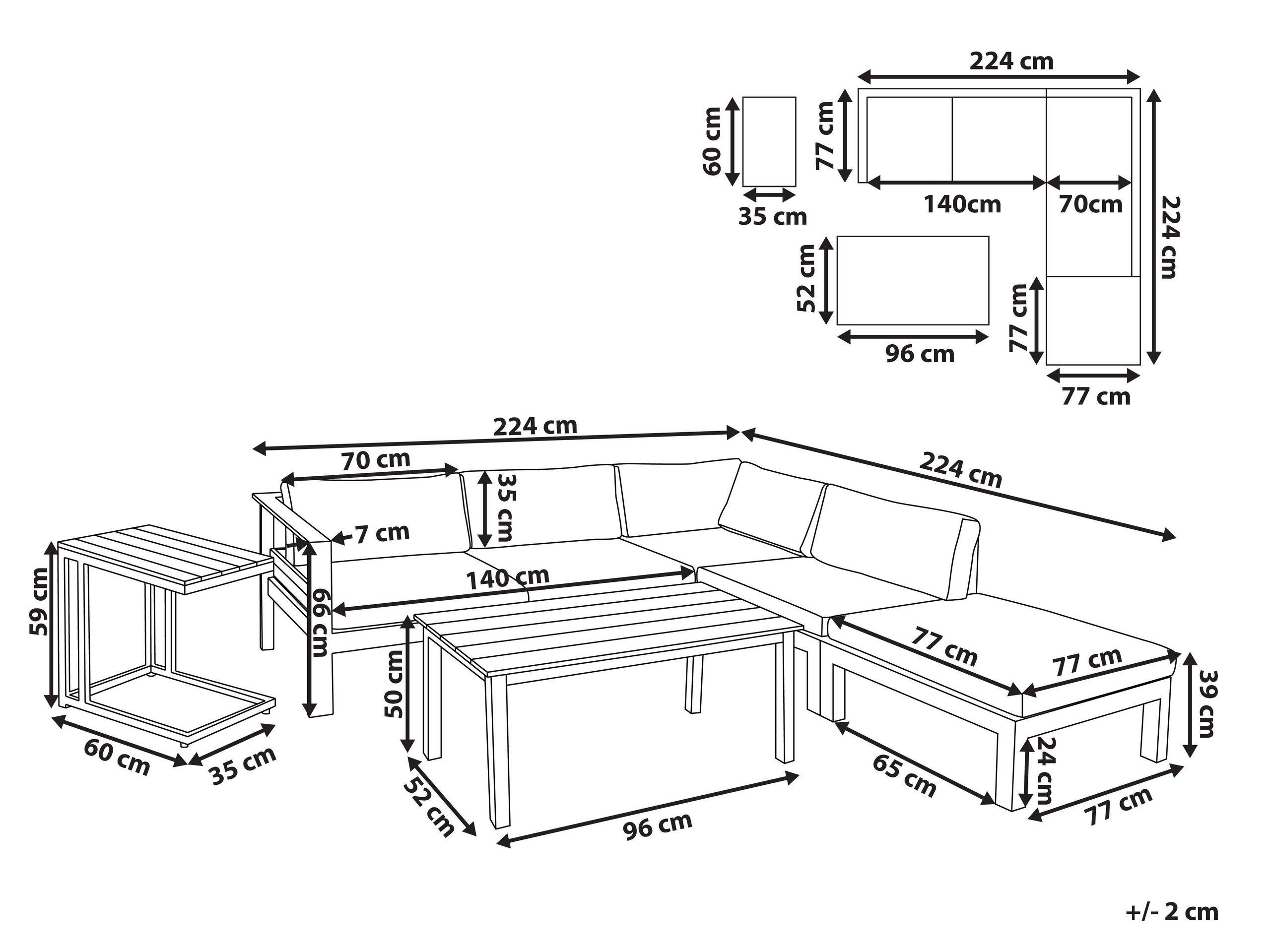 Beliani Set lounge pour jardin en Aluminium Moderne MESSINA  