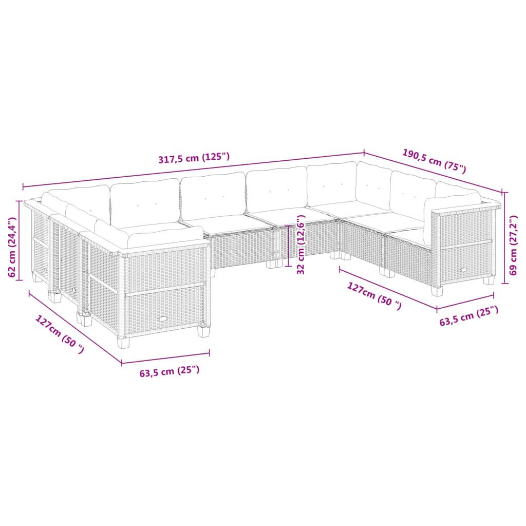 VidaXL Ensemble de canapés de jardin rotin synthétique  