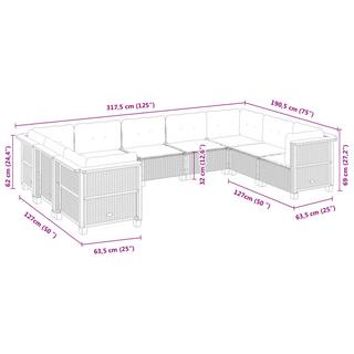 VidaXL Ensemble de canapés de jardin rotin synthétique  