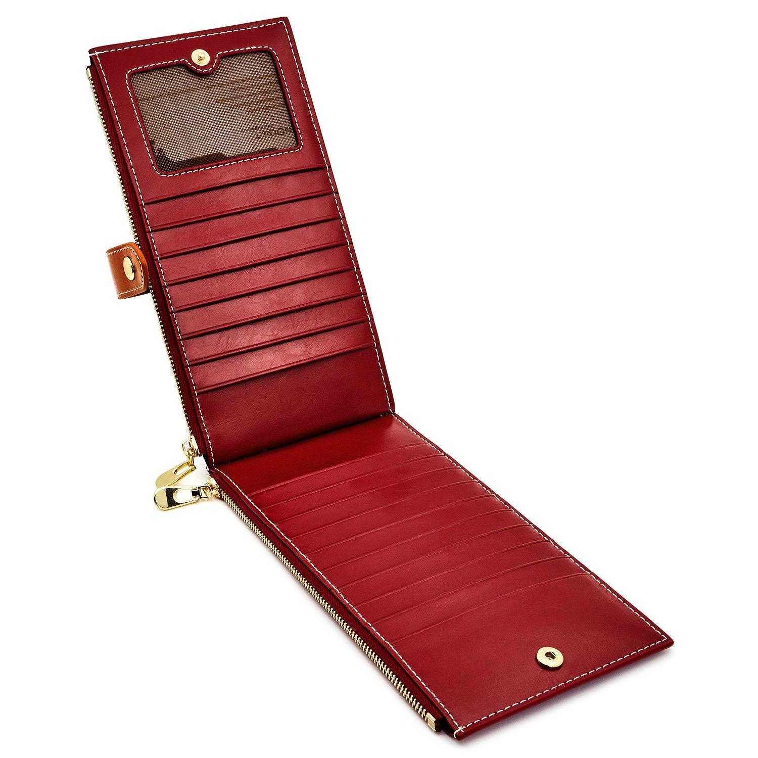 Only-bags.store Portafoglio in pelle blocco RFID porta carte di credito con cerniera  